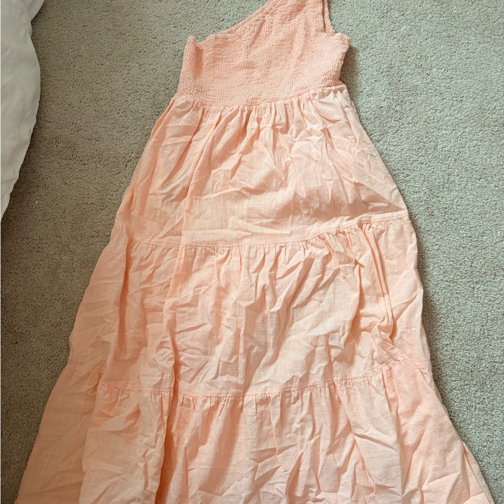 Peach One-Shoulder Womens Dress